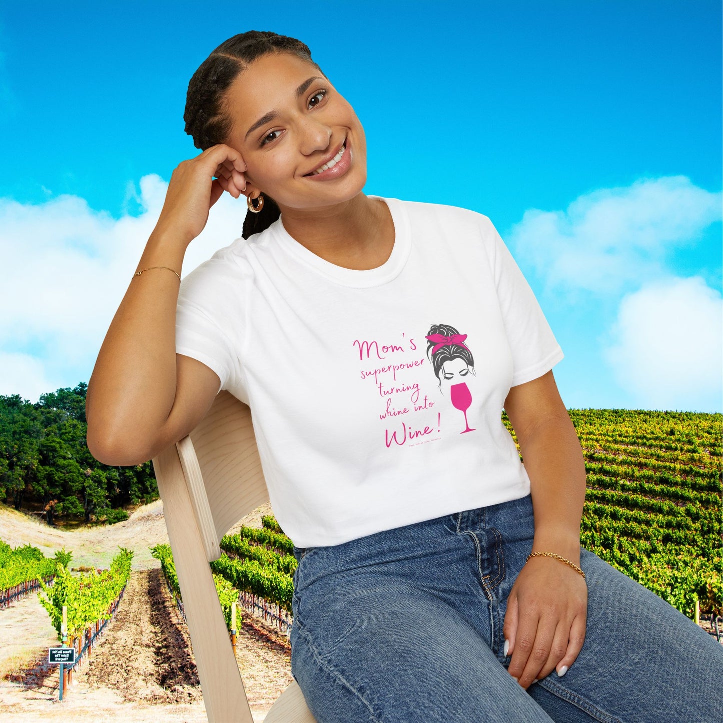 Mom's superpower, turning whine into Wine! Tee