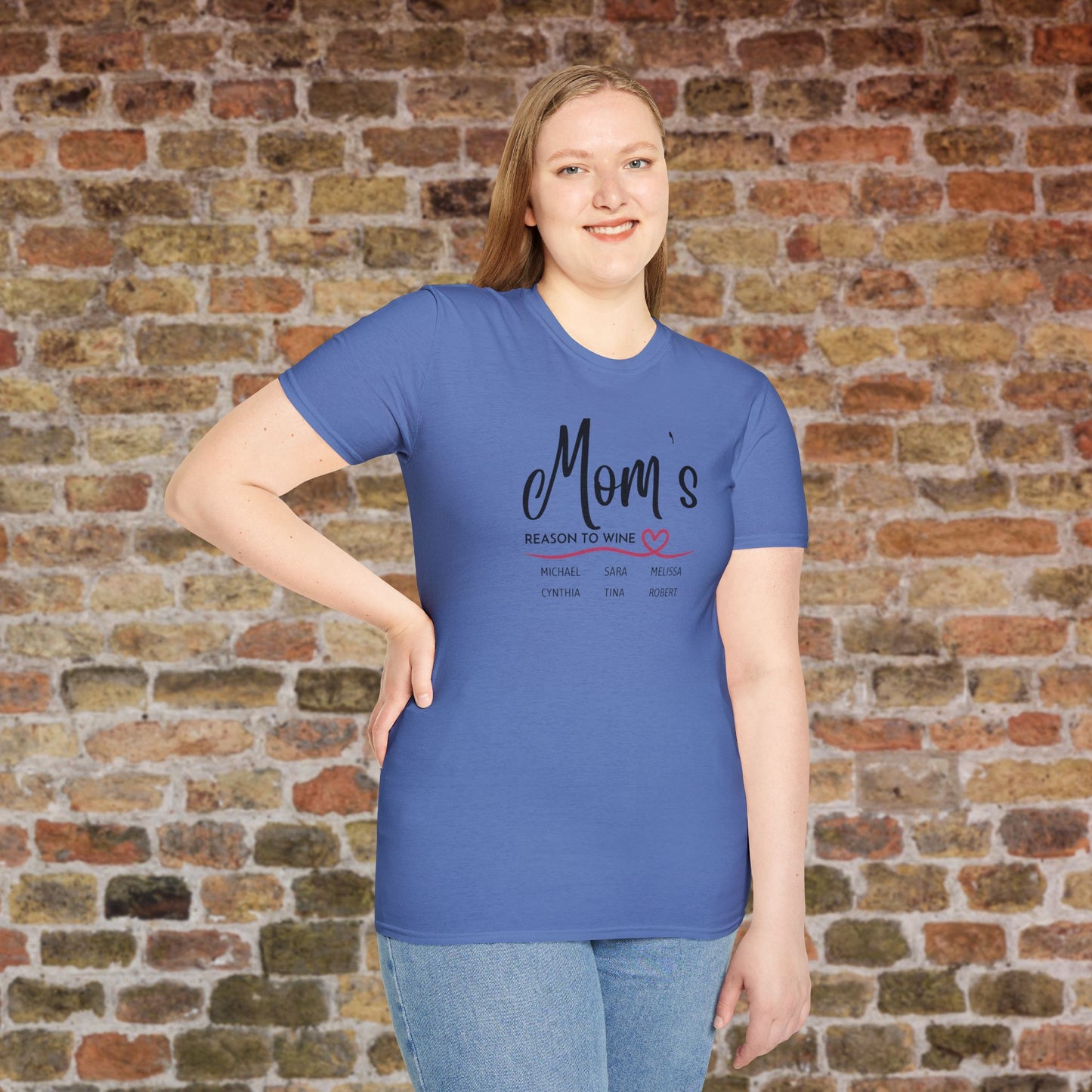 Mom's Reason To Wine Personalized Crew Neck Tee