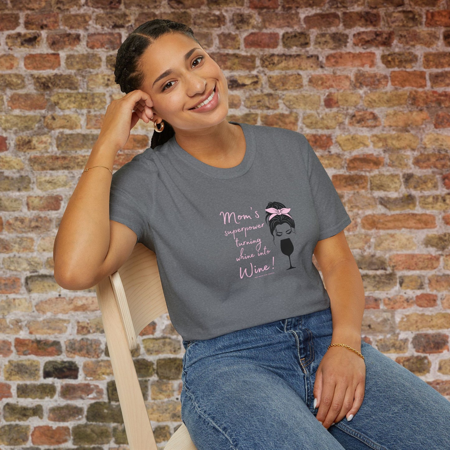 Mom's superpower, turning whine into Wine! Crewneck Tee