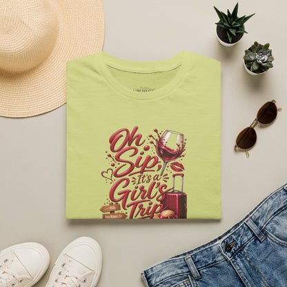Oh Sip It's A Girl's Trip Personalized Crewneck Tee
