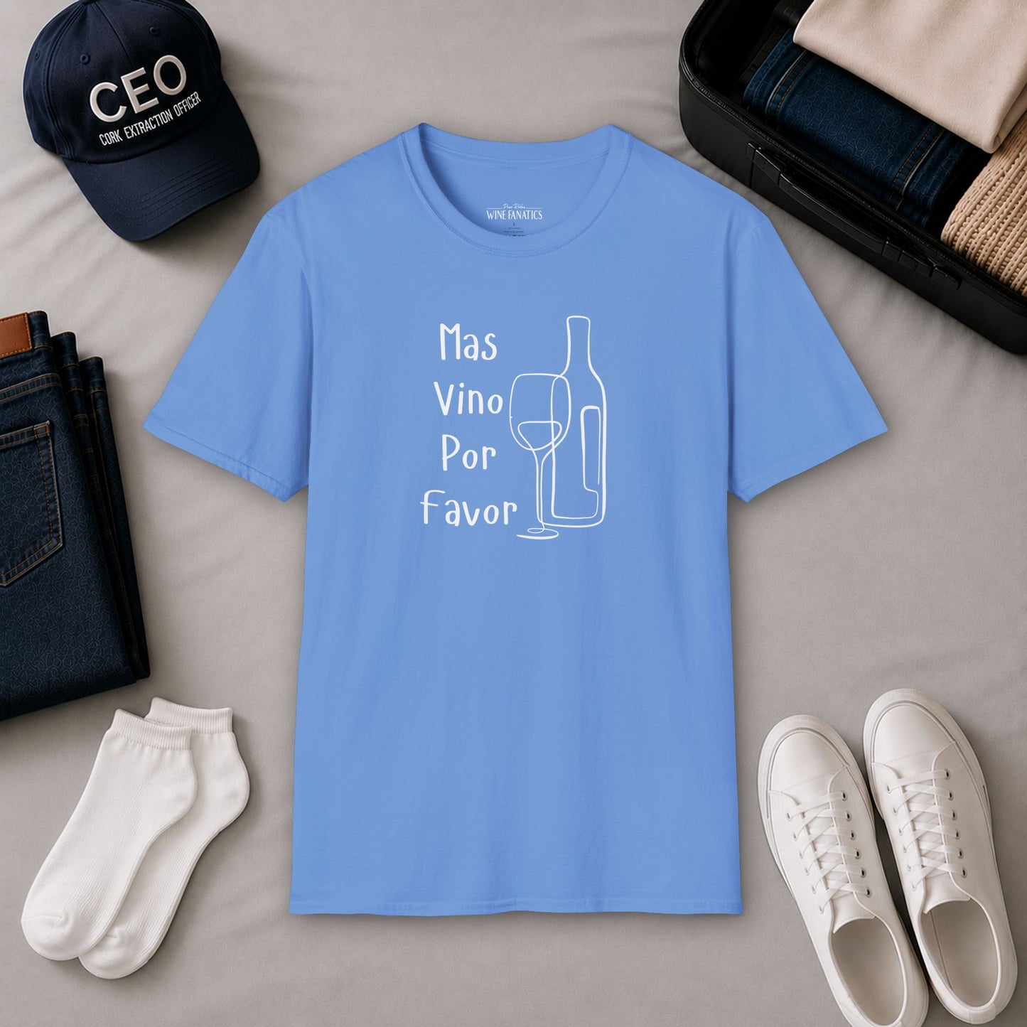 Mas Vino Por Favor Crewneck Tee