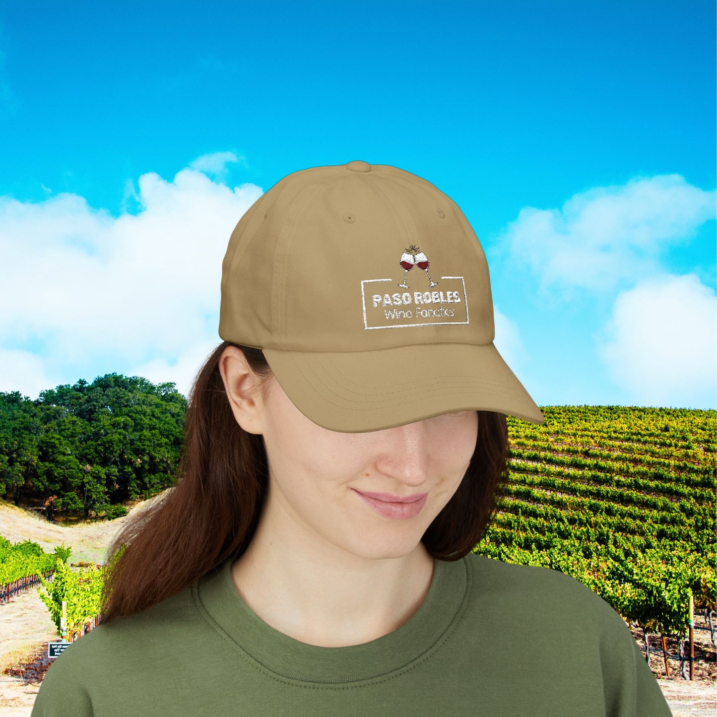 Paso Robles Wine Fanatics Toast Embroidered White Banner Cap