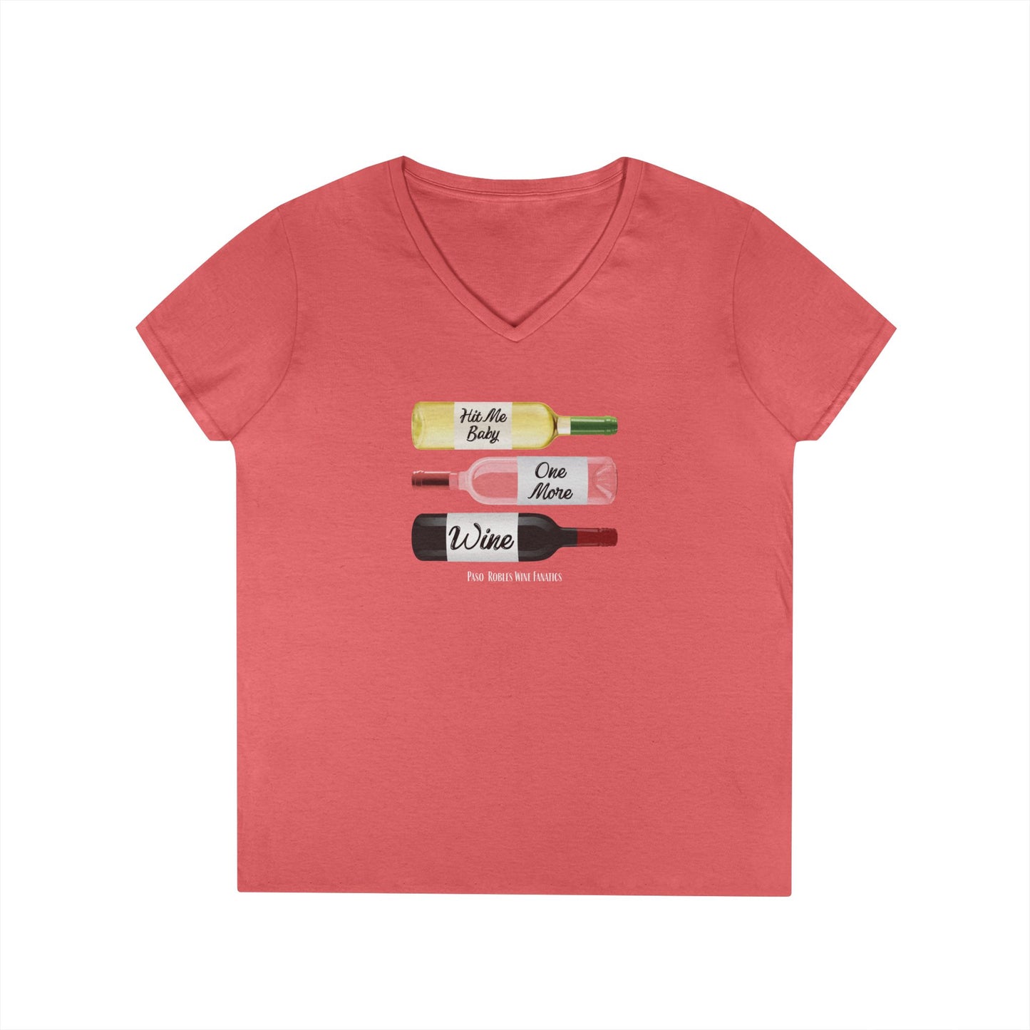Hit Me Baby One More Wine Ladies V-Neck  Tee