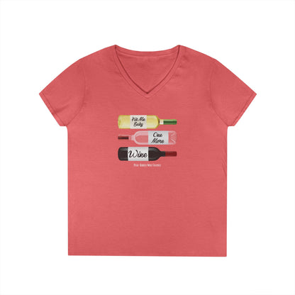 Hit Me Baby One More Wine Ladies V-Neck  Tee