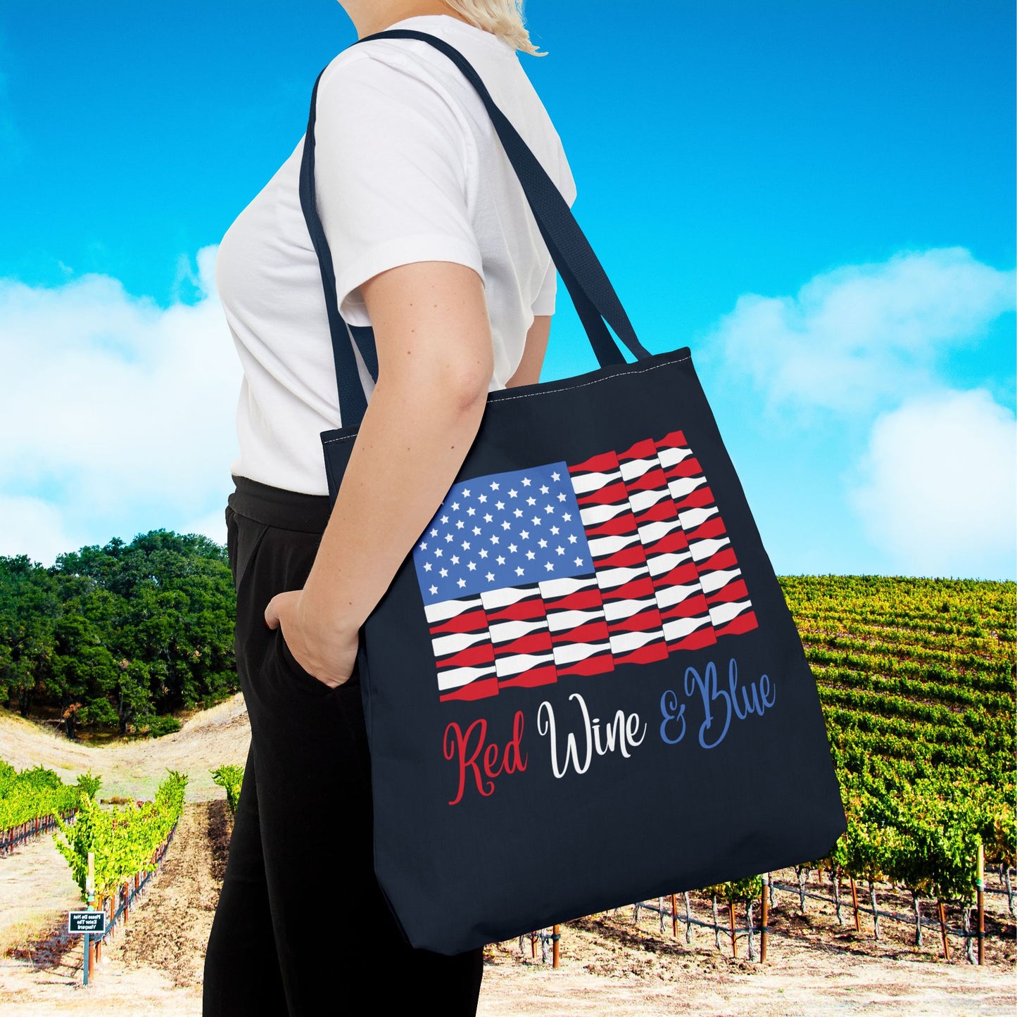 Red Wine & Blue Independence Day Personalized Tote Bag