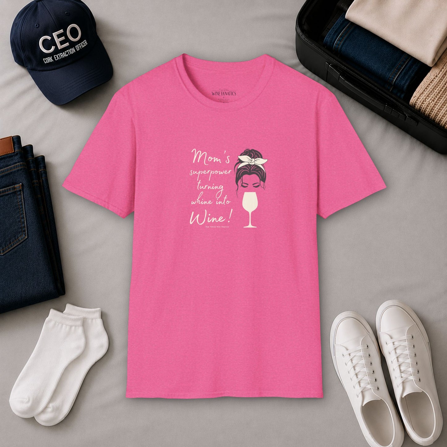 Mom's superpower, turning whine into Wine! Crewneck Tee
