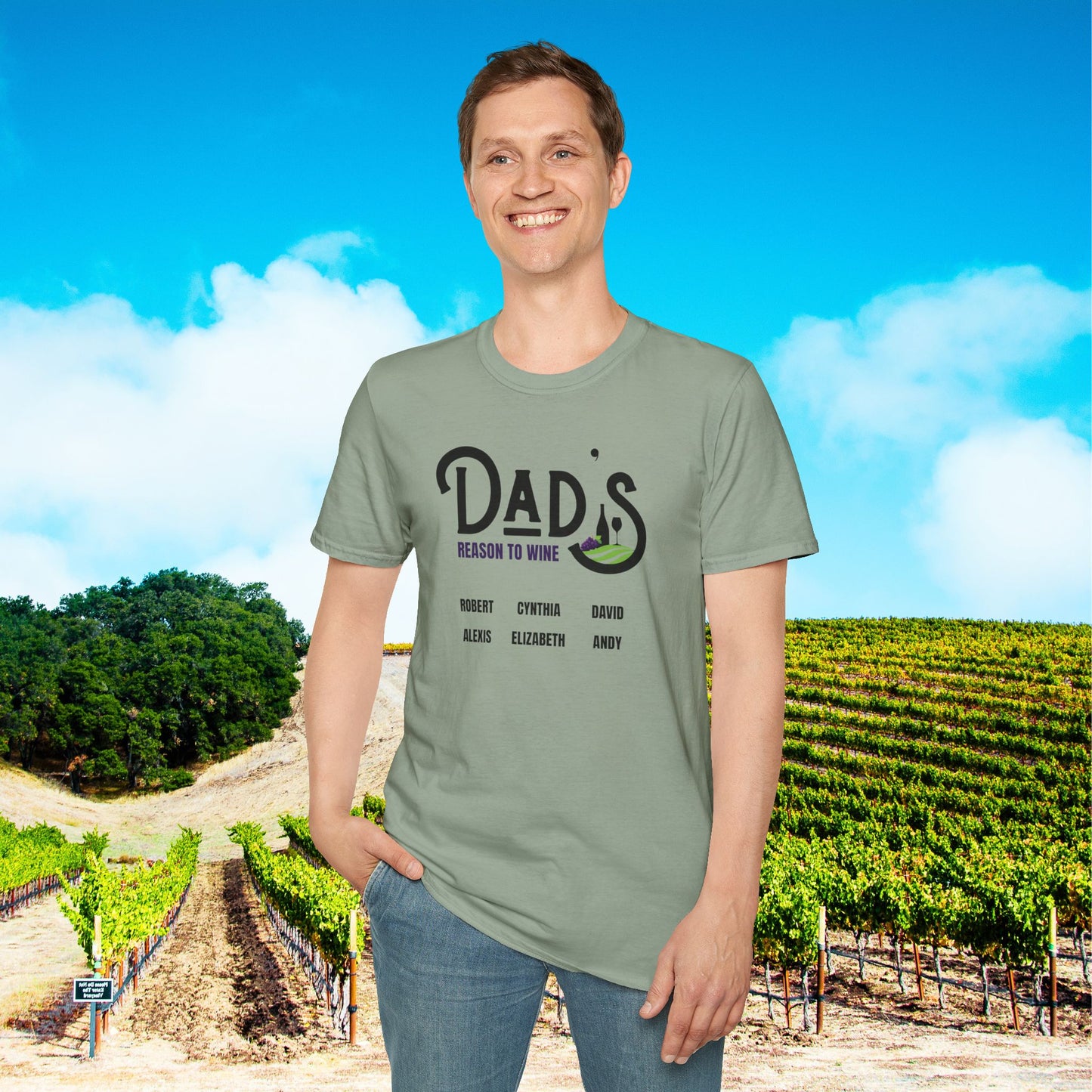 Dad's Reason To Wine Personalized T-Shirt