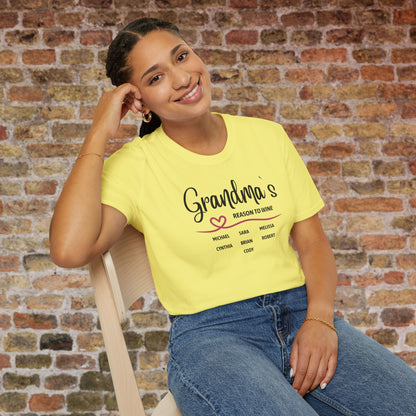 Grandma's Reason To Wine Personalized Crew Neck T-Shirt
