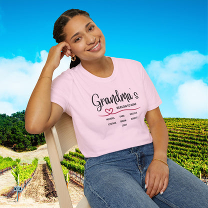 Grandma's Reason To Wine Personalized T-Shirt