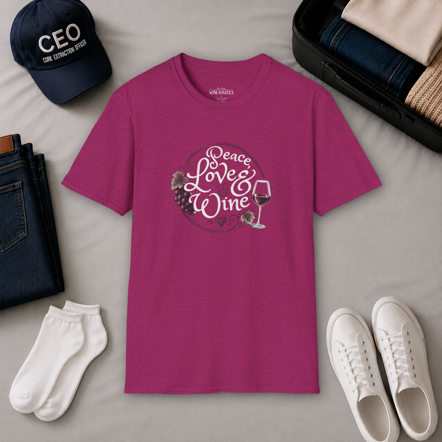 Peace, Love & Wine Crewneck Tee