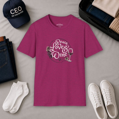 Peace, Love & Wine Crewneck Tee