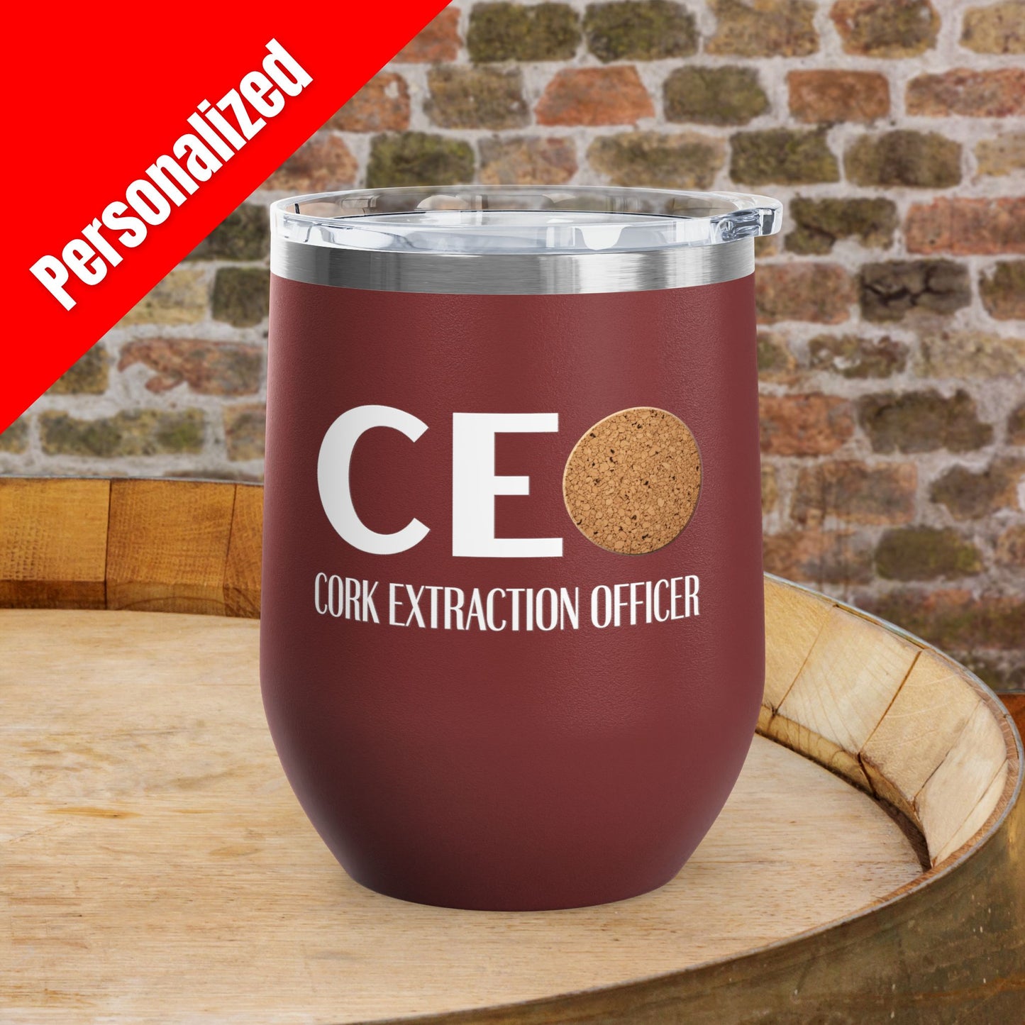 CEO Cork Extraction Officer Personalized 12oz Wine Tumbler