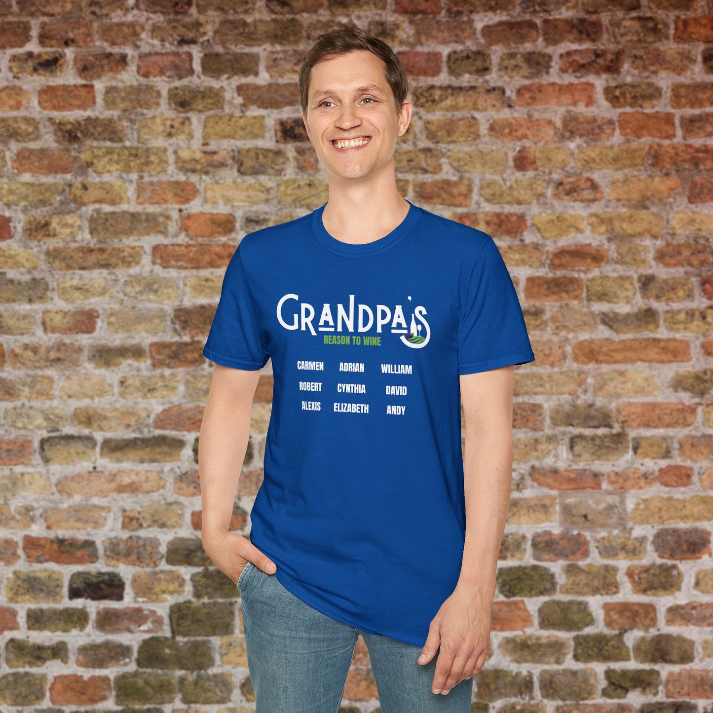 Grandpa's Reason To Wine Personalized Crew Neck T-Shirt