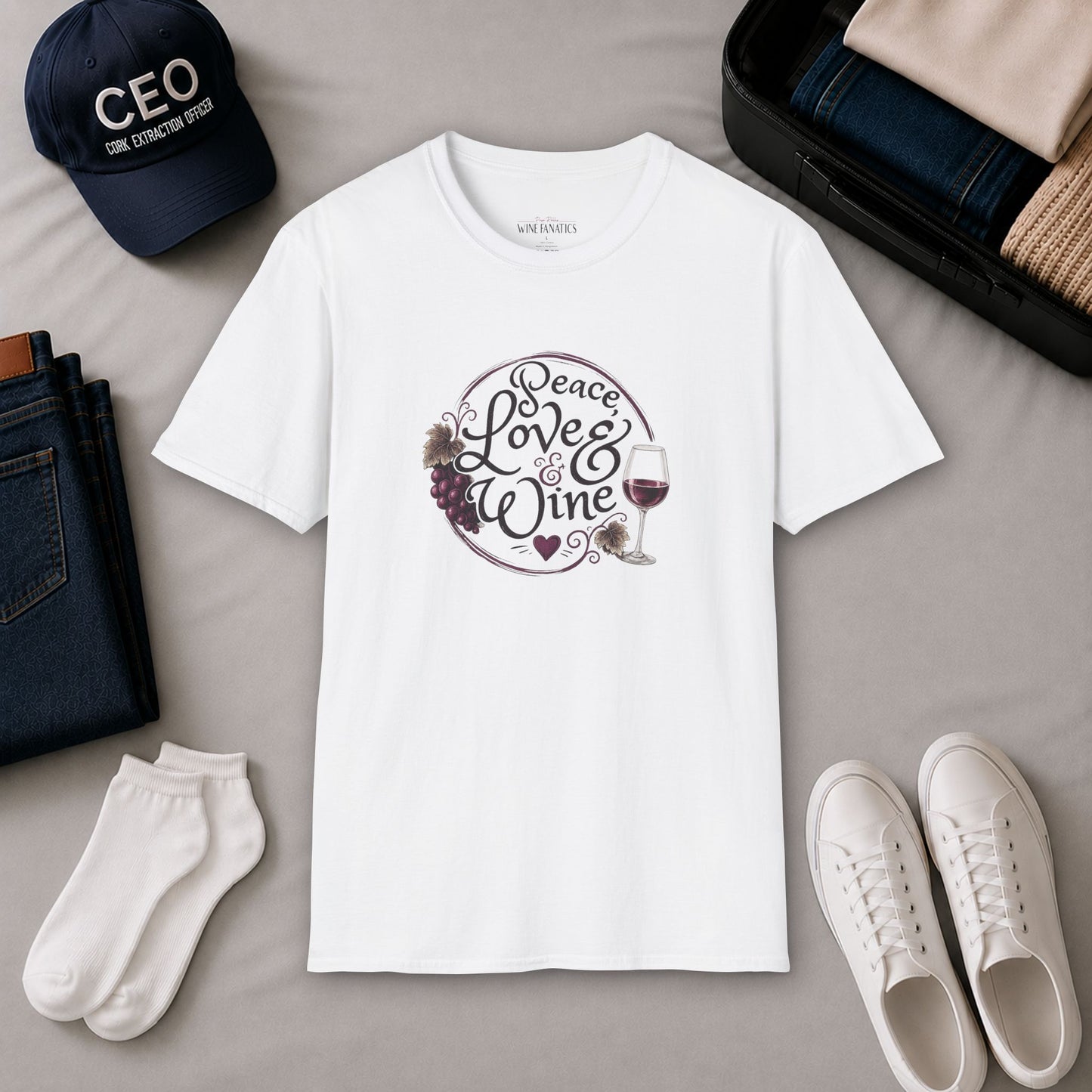 Peace, Love & Wine Crewneck Tee