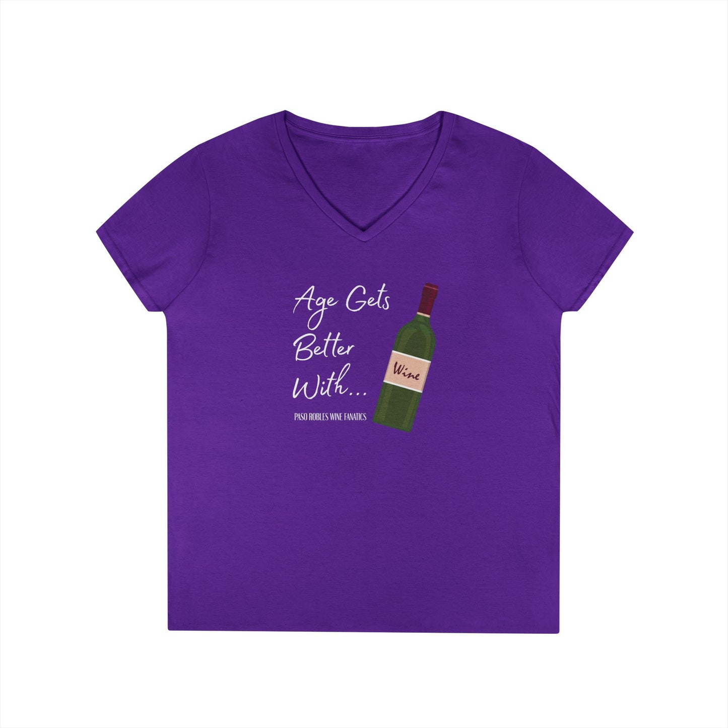 Age Gets Better With Wine Ladies V-Neck Tee