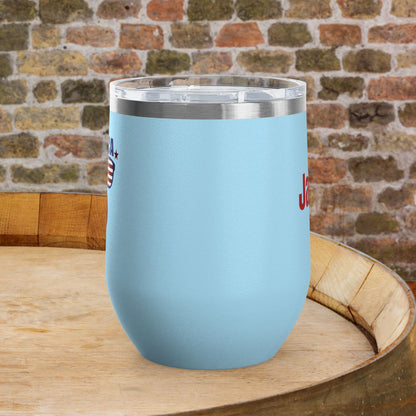 'MERICA Independence Day Personalized 12oz Wine Tumbler