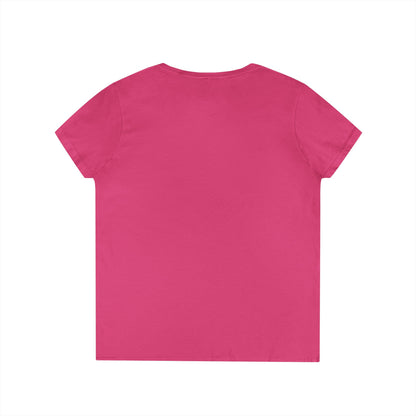 Peace, Love & Wine Gold Glass Ladies V-Neck Tee