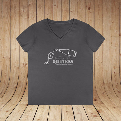 Spitters Are Quitters wine Ladies V-Neck  Tee
