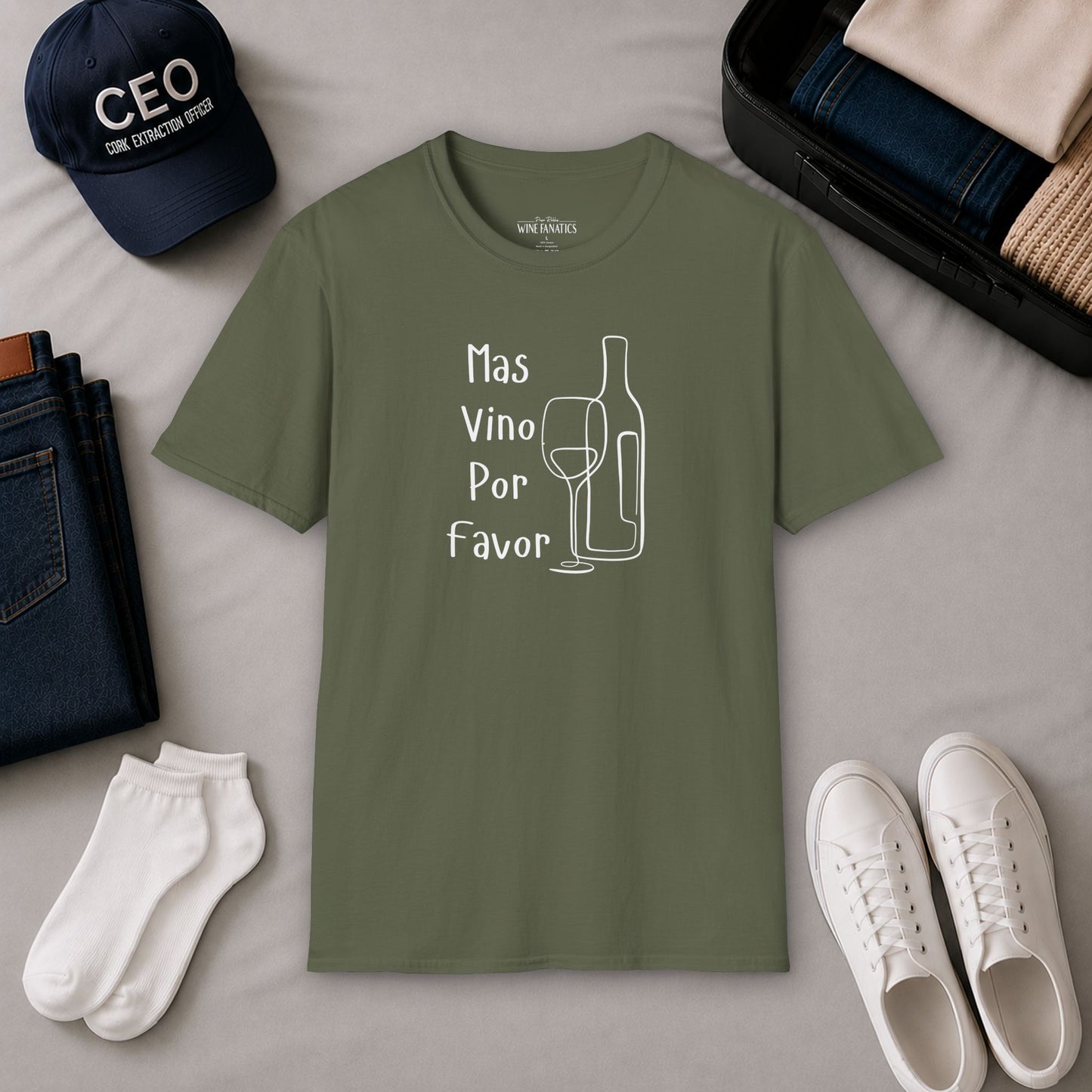 Mas Vino Por Favor Crewneck Tee