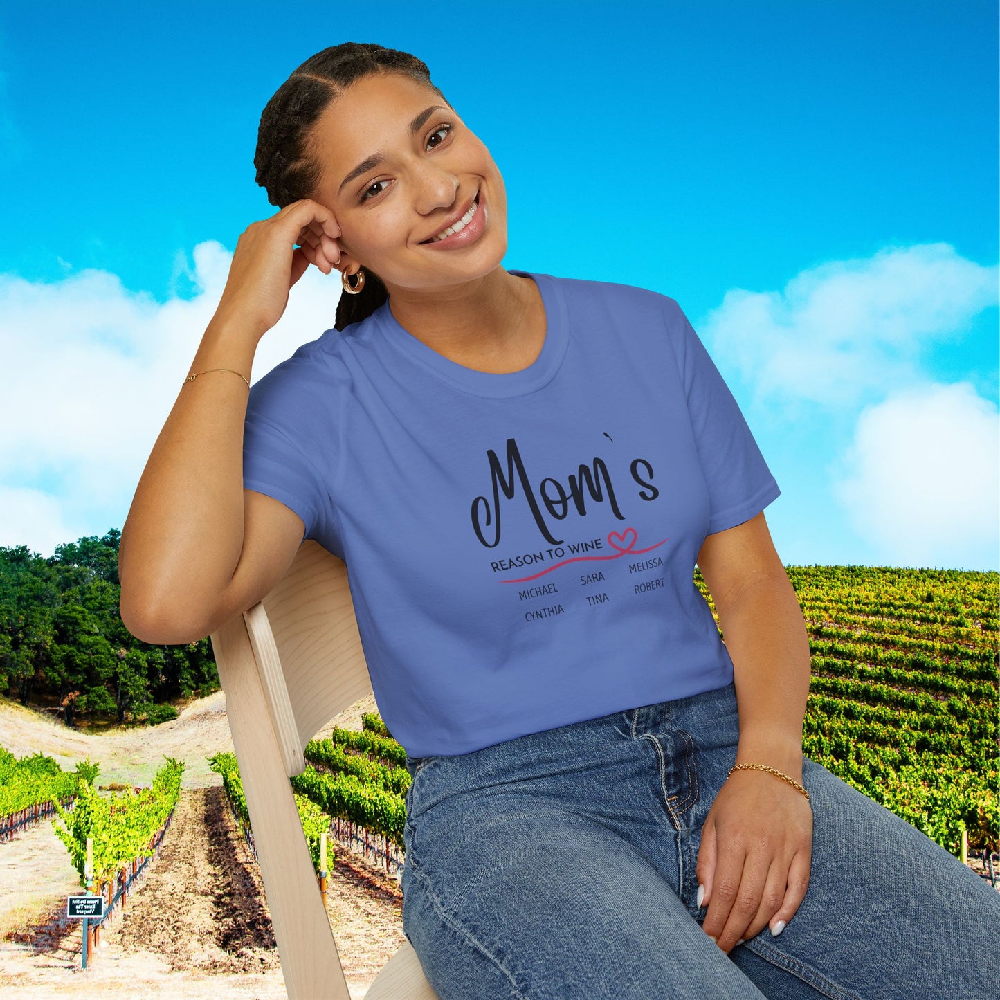 Mom's Reason To Wine Personalized Tee