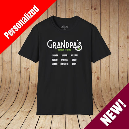 Grandpa's Reason To Wine Personalized T-Shirt