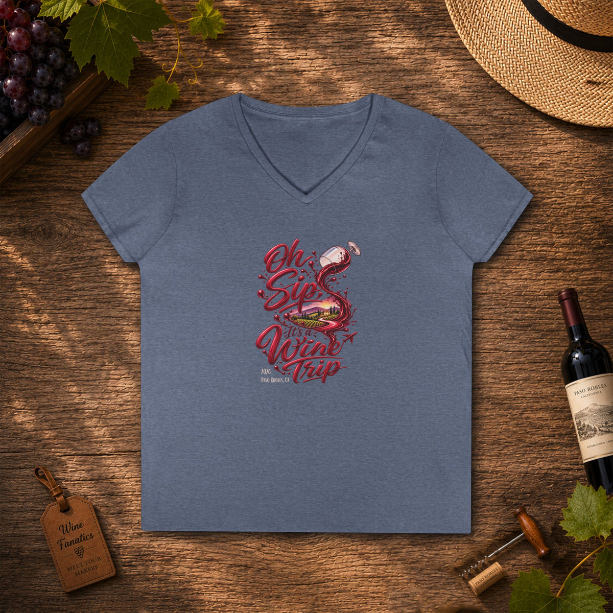 Oh Sip It's A Wine Trip Ladies V-Neck  Tee