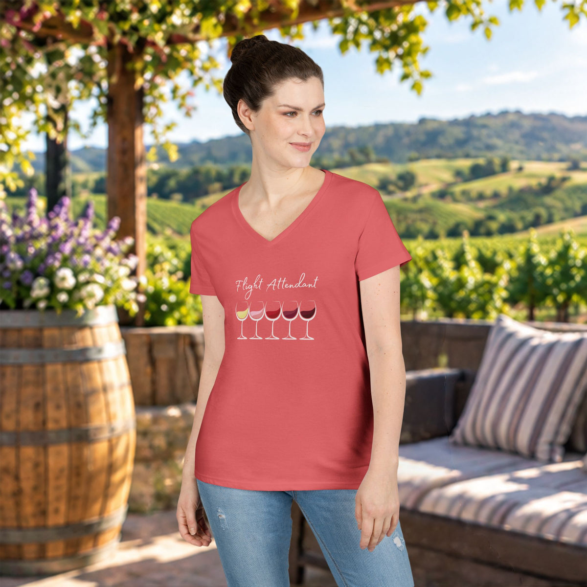Flight Attendant Ladies V-Neck  Tee