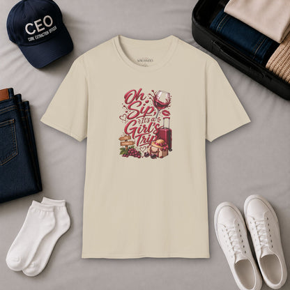 Oh Sip It's A Girl's Trip Personalized Crewneck Tee