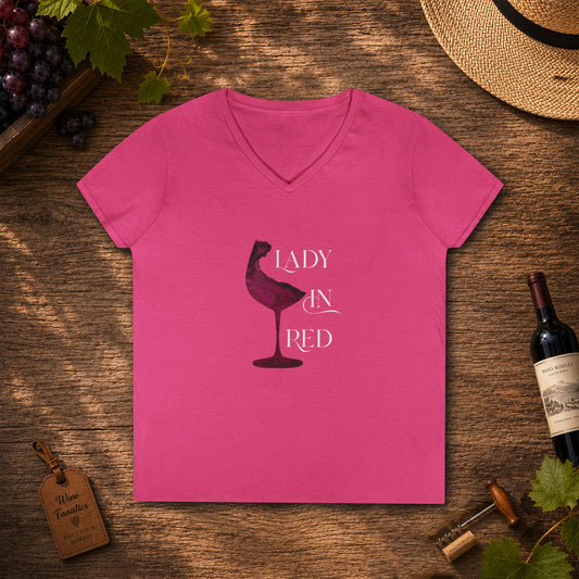 Lady In Red Ladies V-Neck Tee