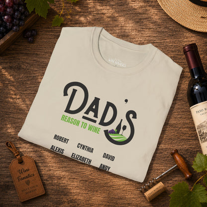 Dad's Reason To Wine Personalized Crew Neck T-Shirt