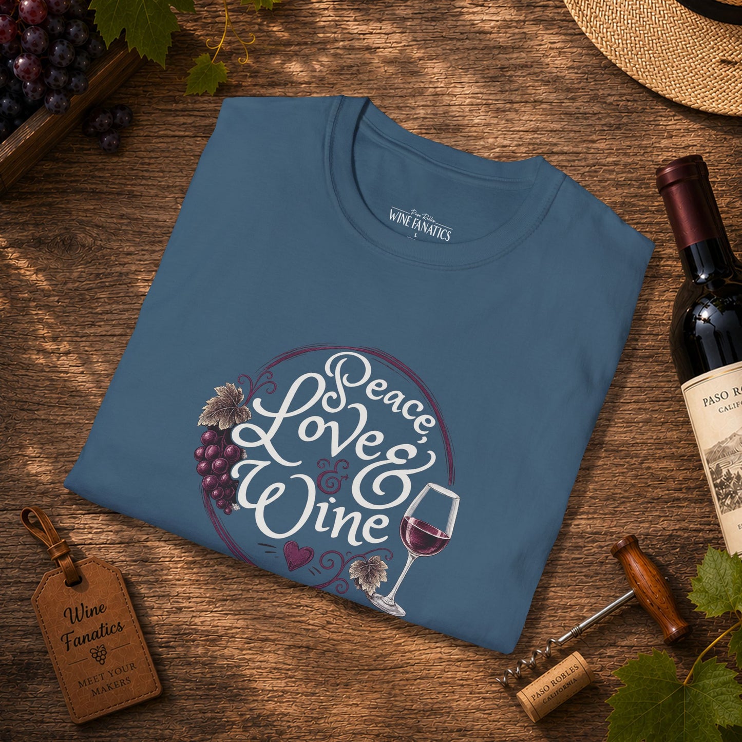 Peace, Love & Wine Crewneck Tee