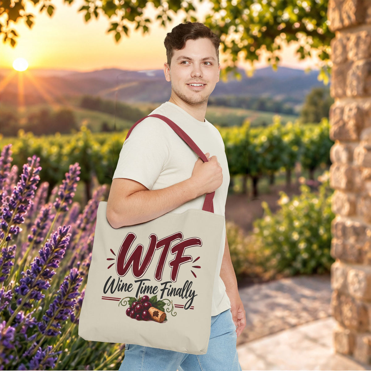 WTF Wine Time Finally Personalized Tote Bag