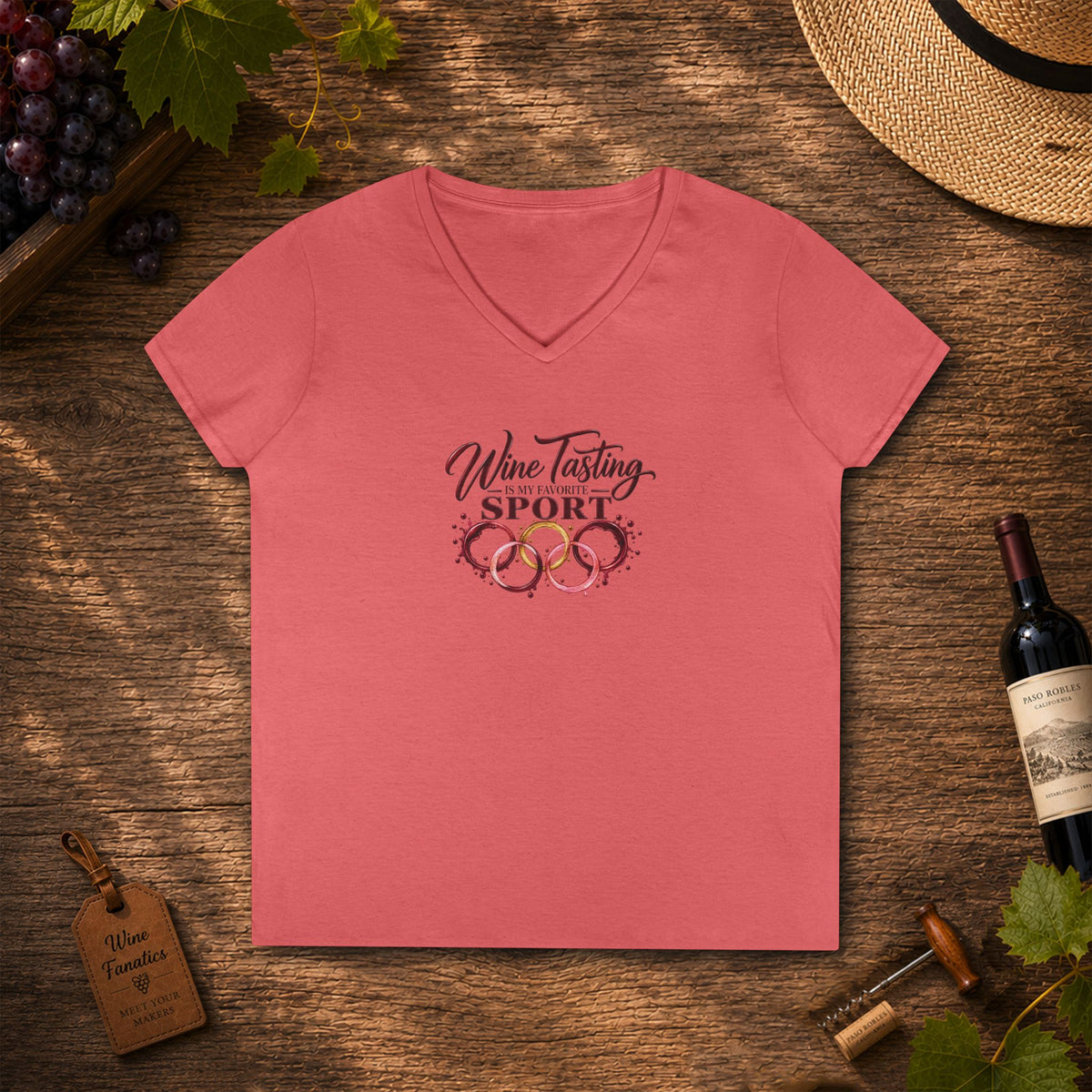 Wine Tasting Is My Favorite Sport Ladies V-Neck T-Shirt