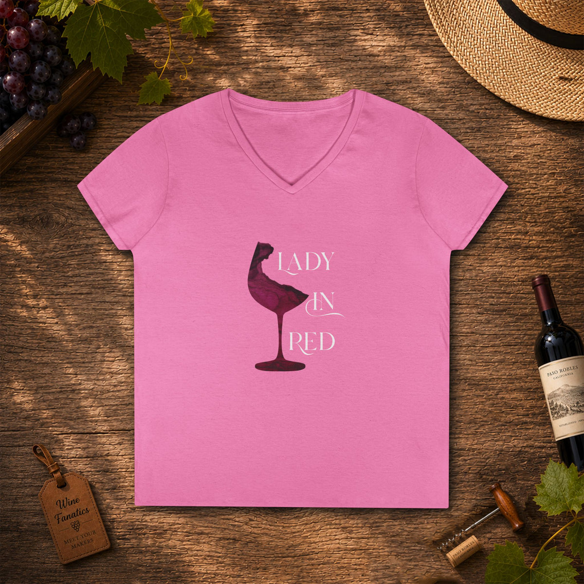 Lady In Red Ladies V-Neck T-Shirt