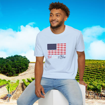 Red Wine & Blue Independence Day Unisex Softstyle T-Shirt
