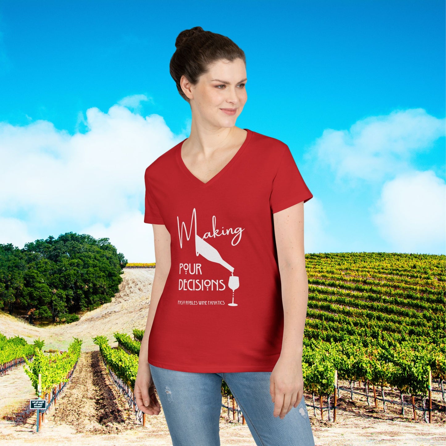 Making Pour Decisions Ladies' V-Neck Tee