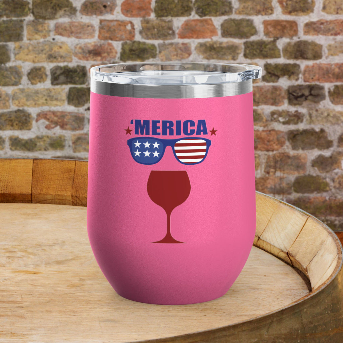 'MERICA Independence Day Personalized 12oz Wine Tumbler