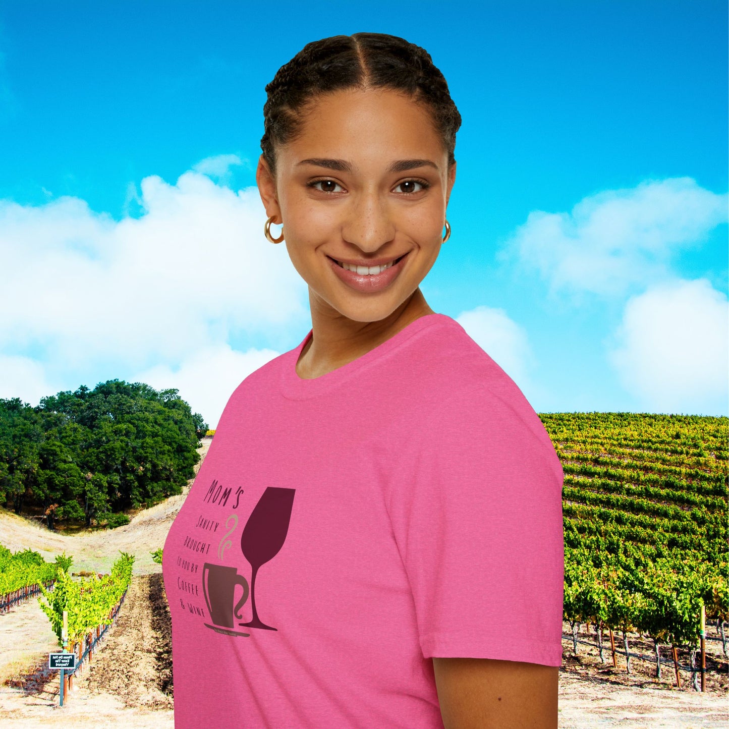 Mom's sanity brought to you by Coffee & Wine Personalized Tee