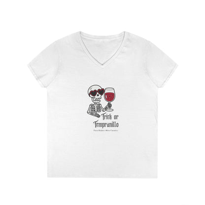 Trick or Tempranillo Ladies V-Neck Tee
