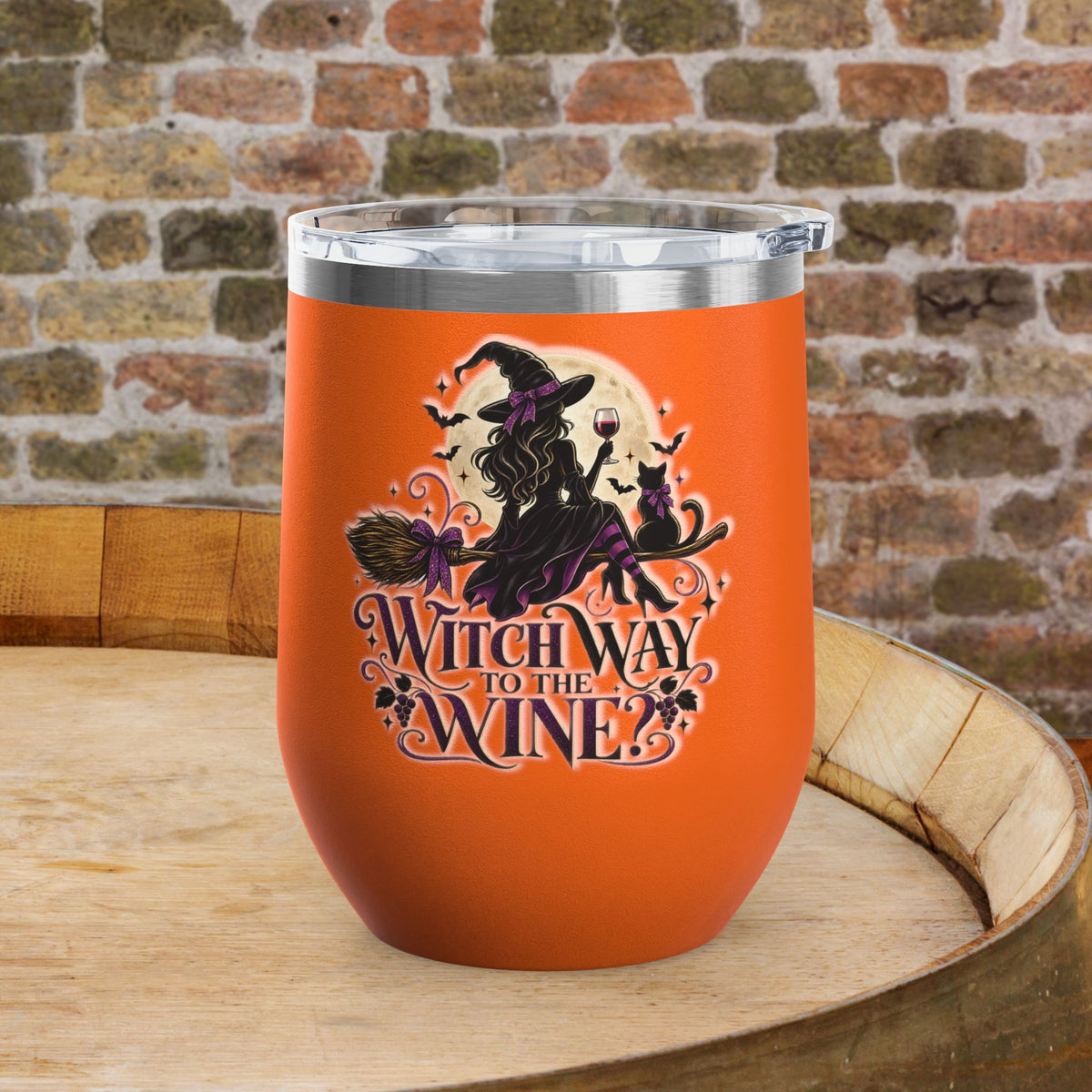 Witch Way To The Wine 12oz Personalized Wine Tumbler