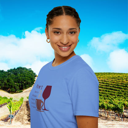 Mom's sanity brought to you by Coffee & Wine Personalized Tee