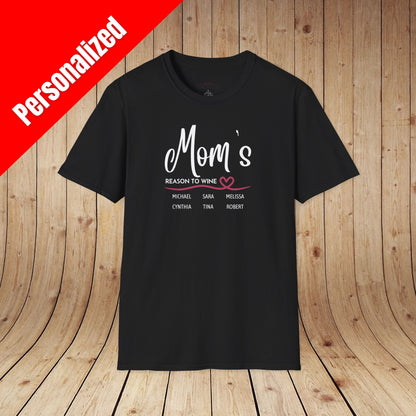 Mom's Reason To Wine Personalized Tee