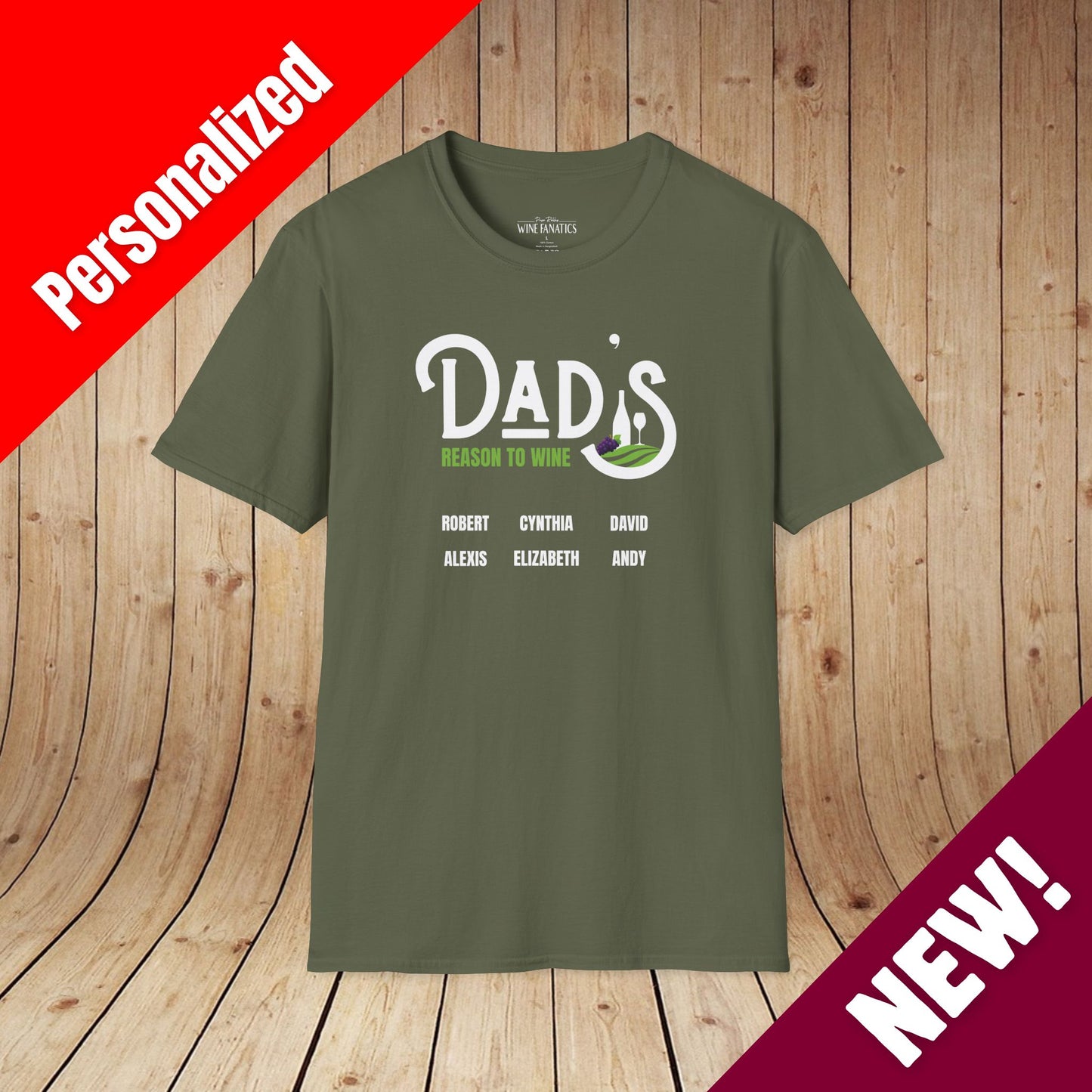 Dad's Reason To Wine Personalized T-Shirt