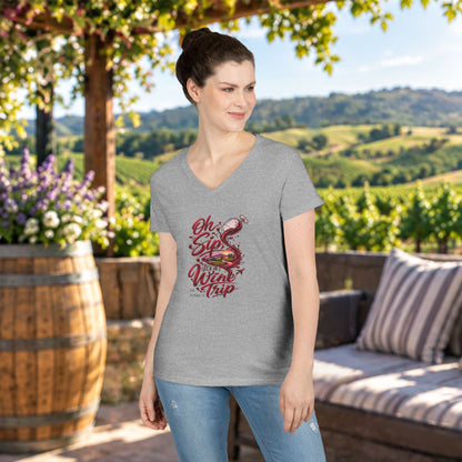 Oh Sip It's A Wine Trip Ladies V-Neck  Tee
