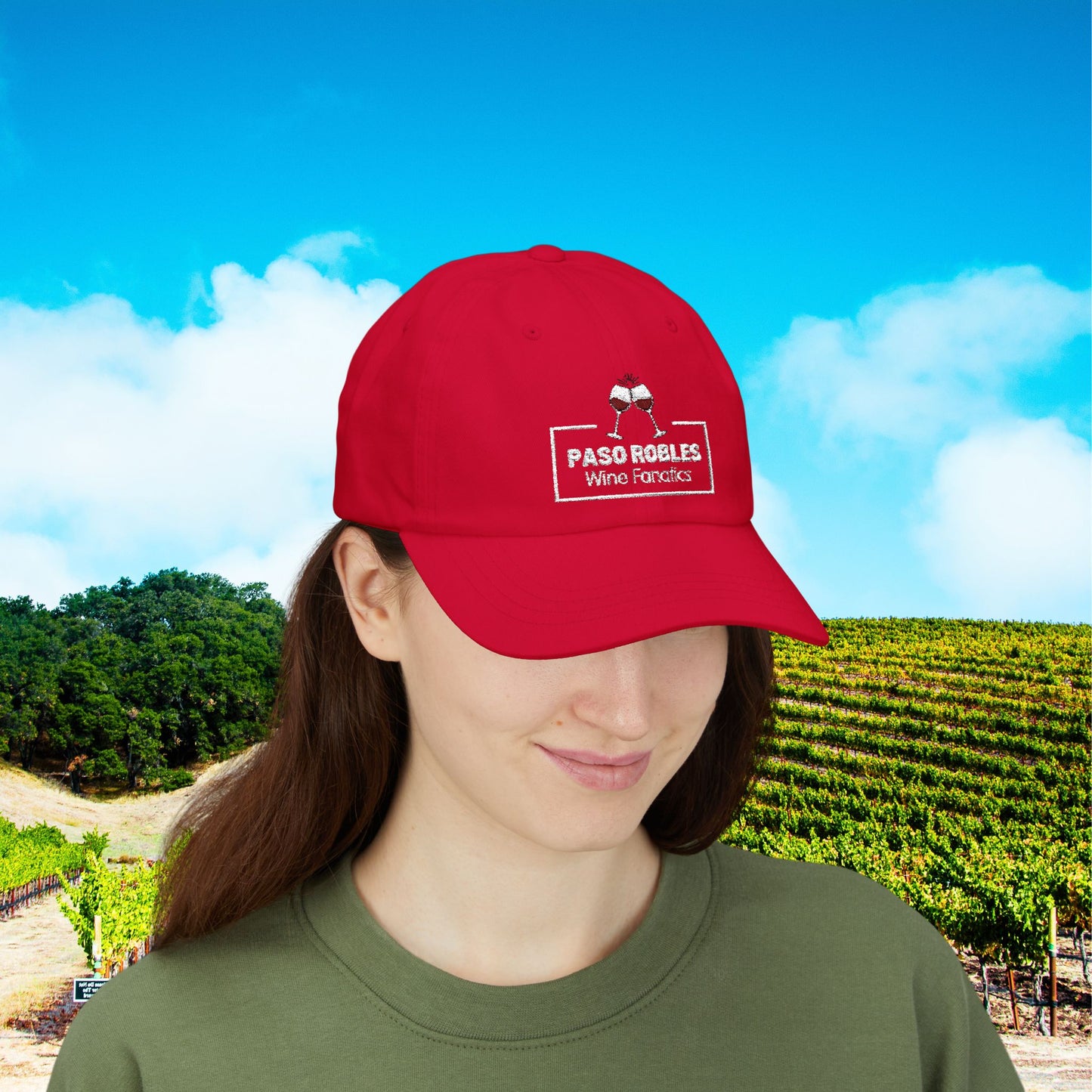 Paso Robles Wine Fanatics Toast Embroidered White Banner Cap