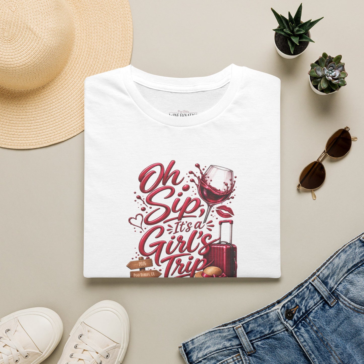 Oh Sip It's A Girl's Trip Personalized Crewneck Tee
