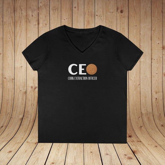 CEO Cork Extraction Officer Ladies V-Neck Tee