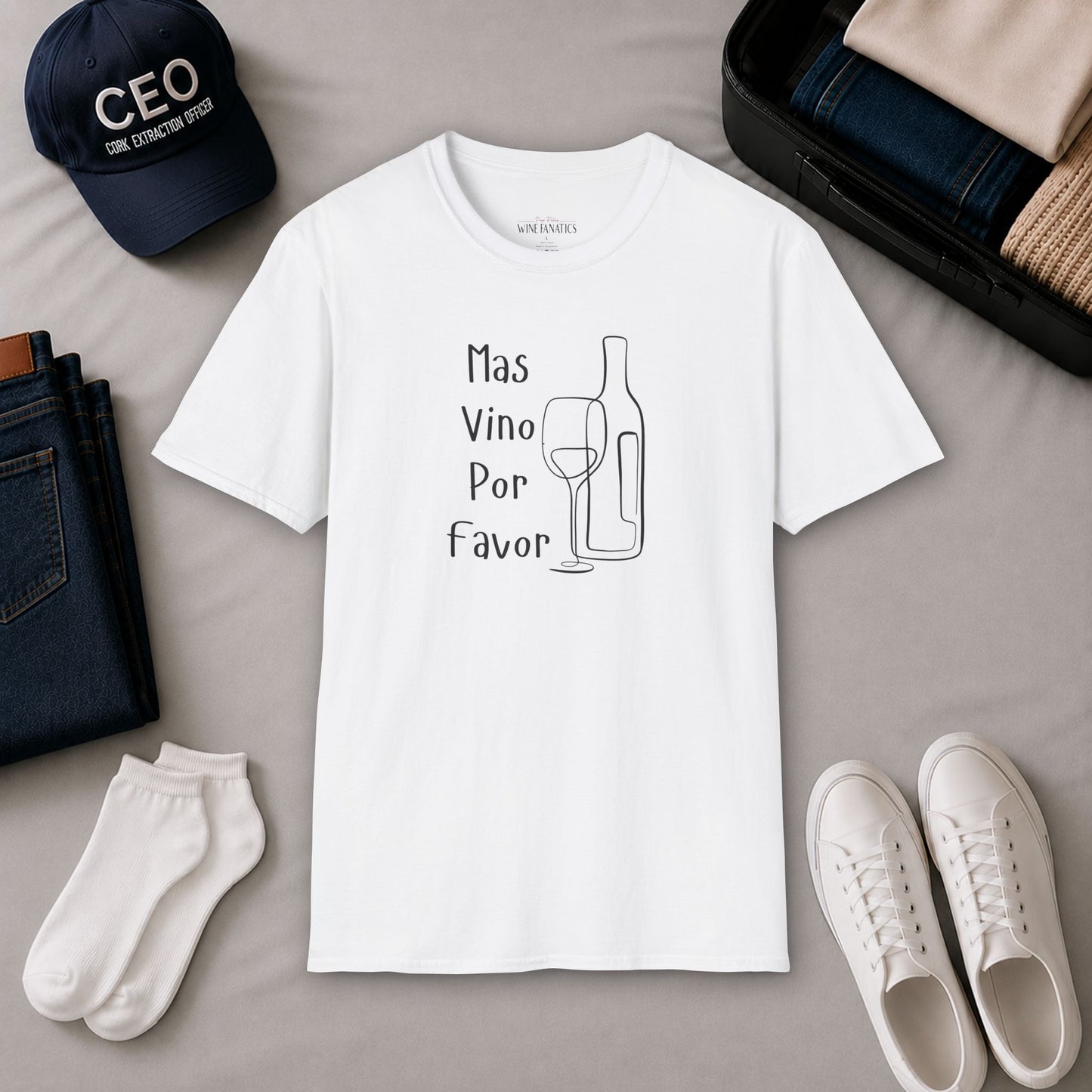 Mas Vino Por Favor Crewneck Tee