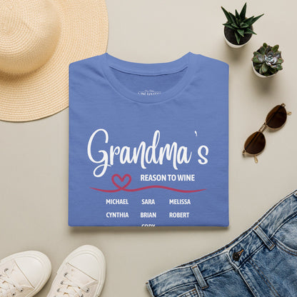 Grandma's Reason To Wine Personalized Crew Neck T-Shirt