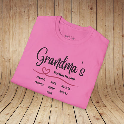 Grandma's Reason To Wine Personalized T-Shirt